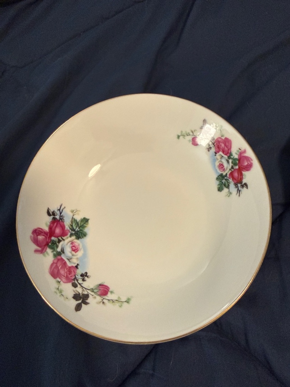 Vintage Floral Gold Rim Ceramic bowls- Pink Rose Pattern